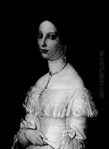 Bildnis Einer Jungen Frau Im Weisen Spitzenkleid Aus Dem Munchner Burgertum Oil Painting by Albert Graefle