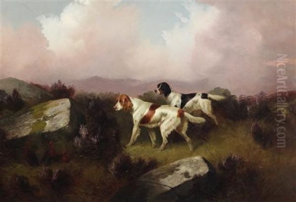 Pointers In Landscape Oil Painting by Colin Graeme