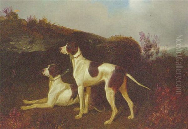 Pointers In A Highland Landscape Oil Painting by Colin Graeme