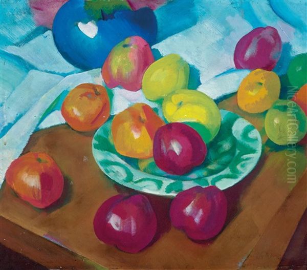 Still Life With Apples Oil Painting by Ludwig Ferdinand Graf