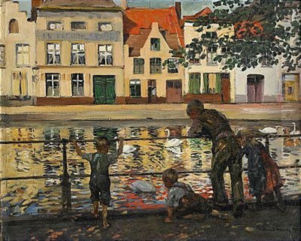 Metande Gossar - Brugge Oil Painting by Paul Graf