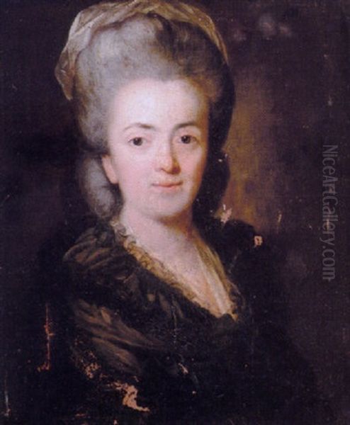 Portraet Af Ung Kvinde I Sort Kjole Oil Painting by Anton Graff