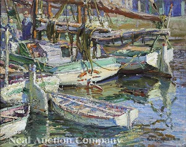 Reflections Of Luggar's Landing, New Basin Canal Oil Painting by Robert Wadsworth Grafton