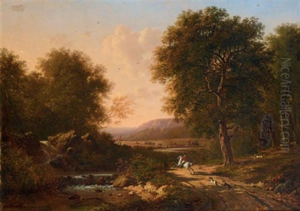 Scene De Chasse A Courre En Foret Oil Painting by Victor de Grailly