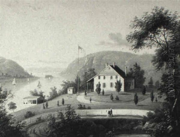 Sunset On The Hudson Oil Painting by Victor de Grailly