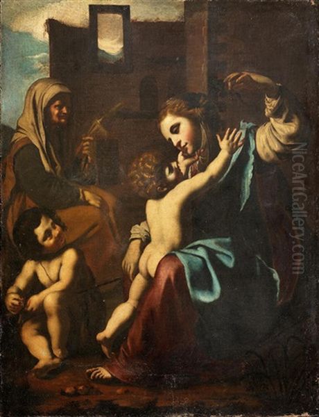 The Madonna And Child With Saint Elizabeth And The Infant Saint John The Baptist Oil Painting by Antiveduto Grammatica