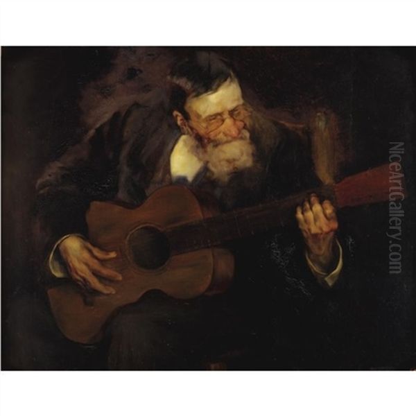 El Guitarrista (the Guitar Player) Oil Painting by Luis Graner y Arrufi