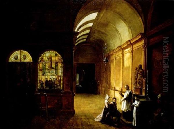 La Benediction Nuptiale Dans Le Cloitre De Saint-etienne Du Mont Oil Painting by Francois Marius Granet