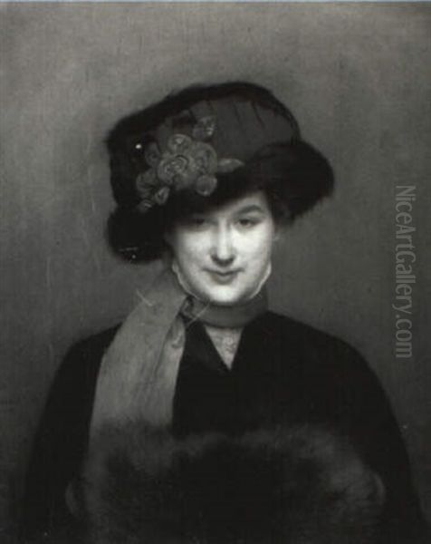 The Muff Oil Painting by Joseph Granie