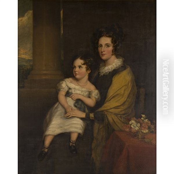 A Family Portrait Of Mrs George Kinnear And Her Daughter Janet Oil Painting by Sir Francis Grant