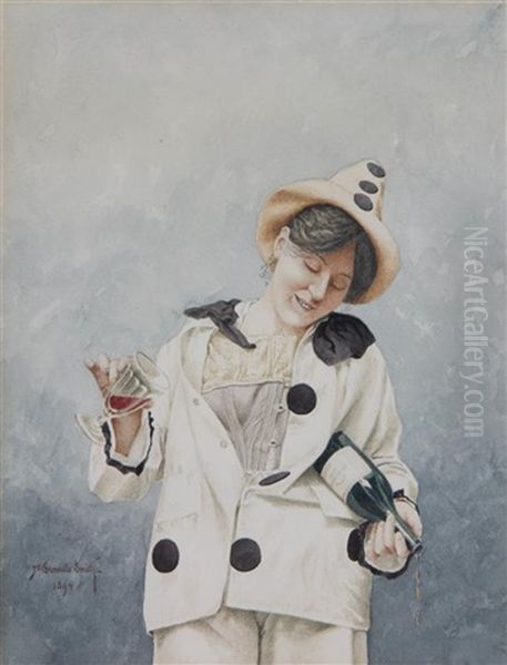 Tipsy Harlequin Girl Oil Painting by Walter Granville-Smith