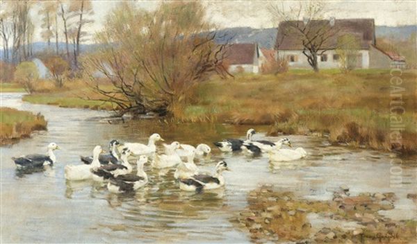 Dorfsbach Oil Painting by Franz Graessel