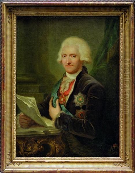 Portrait Du Comte Jacob-johann Sievers Oil Painting by Giuseppe or Josef Grassi