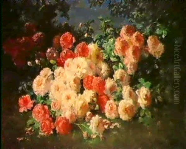 Pink And Red Roes Oil Painting by Abbott Fuller Graves