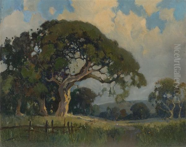 Oak Grove With Lupine And Poppies Oil Painting by Percy Gray