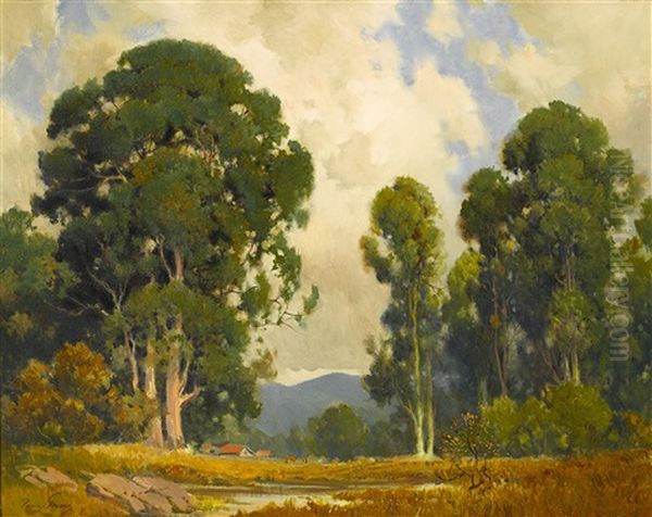 Farm And Eucalyptus Oil Painting by Percy Gray