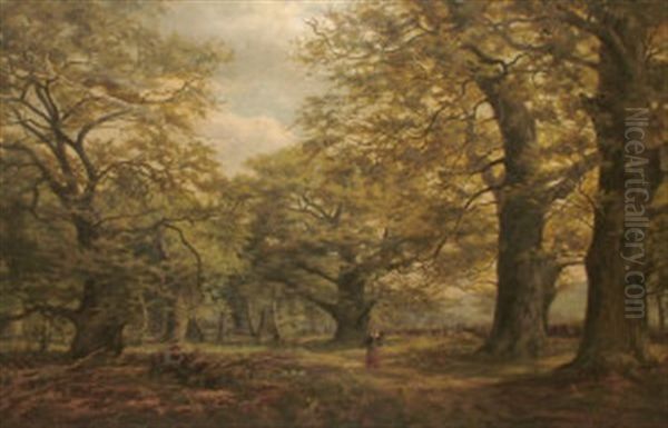 Faggott Gatherers In A Wood Oil Painting by William Greaves