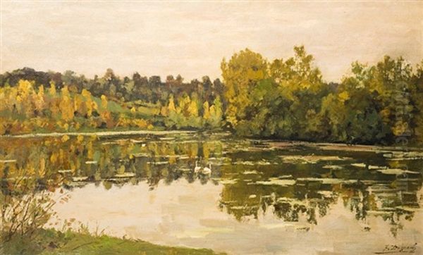 Etang Oil Painting by Jean Baptiste de Greef