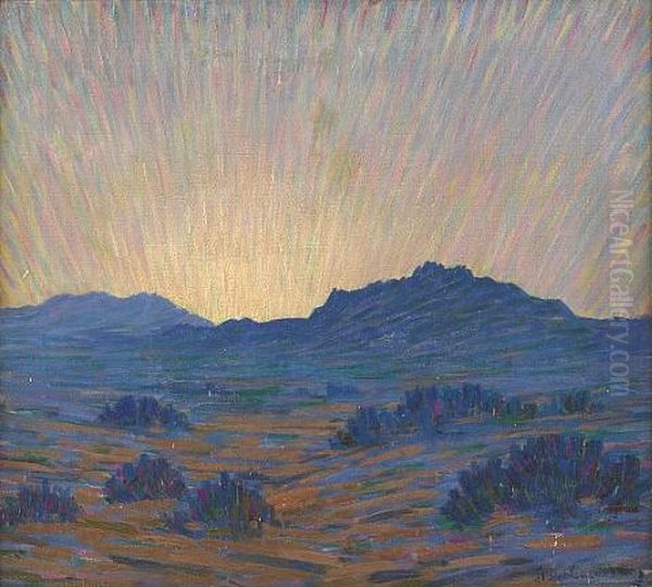Desert At Sunset Oil Painting by Joseph Greenbaum