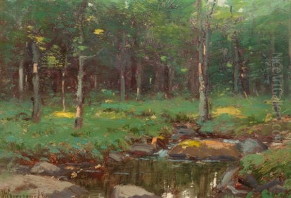 A Pond In The Woods Oil Painting by Joseph H. Greenwood