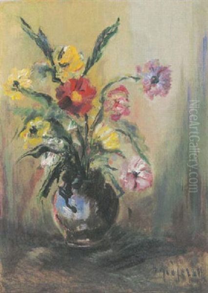 Bunter Blumenstraus Oil Painting by Johannes Greferath