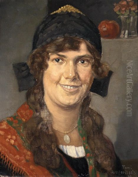 Eine Karntnerin Oil Painting by Toni Gregoritsch