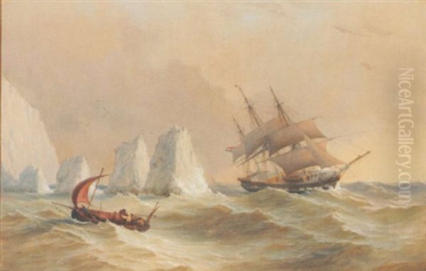 A Dutch Merchantman Rounding The Needles Oil Painting by Charles Gregory