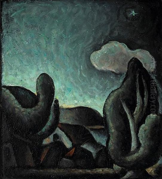 Nocturnal Landscape Oil Painting by Nils Gren