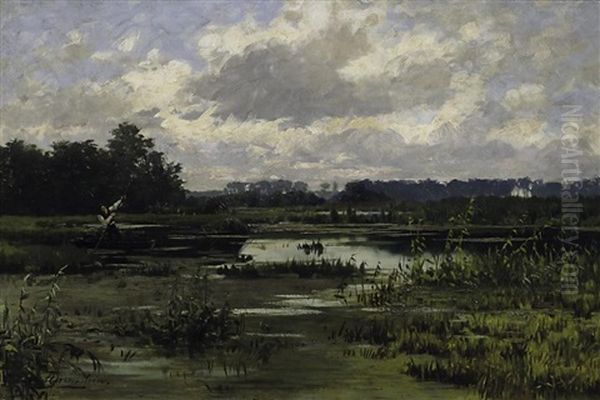 Fischer Im Schilf Oil Painting by Theodor Grenzstein