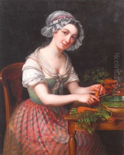 L'eplucheuse De Carottes Oil Painting by Gabriel Gresly