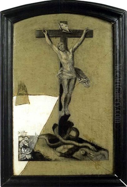 Trompe L'oil A La Crucifixion Oil Painting by Gabriel Gresly