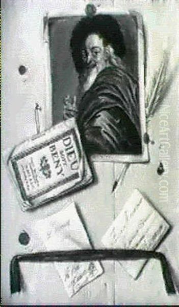 Trompe-l'oeil Avec Democrite Oil Painting by Gabriel Gresly