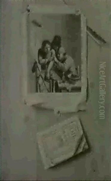 Trompe L'oeil, A La Gravure D'apres Brawer Oil Painting by Gabriel Gresly