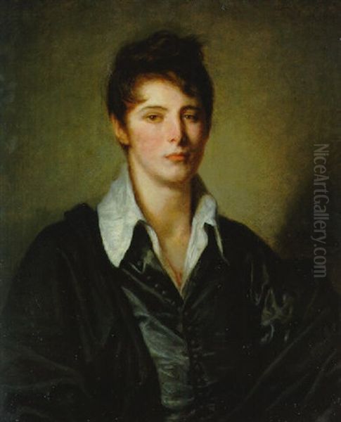 Portrait Of Florentius Josephus Van Ertborn, Half-length, In A White Shirt And Black Coat Oil Painting by Jean Baptiste Greuze