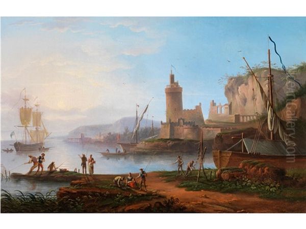 Mediterrane Hafenszene Oil Painting by J.C. Grevenbroeck