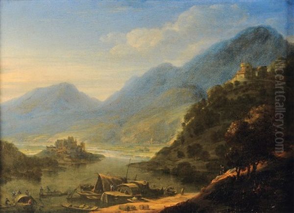 Paysage Des Bords Du Rhin Oil Painting by Jan Griffier the Elder