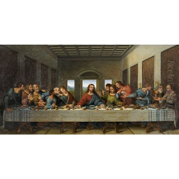 Das Letzte Abendmahl (nach Leonardo Da Vinci) Oil Painting by Giovanni Grignaschi