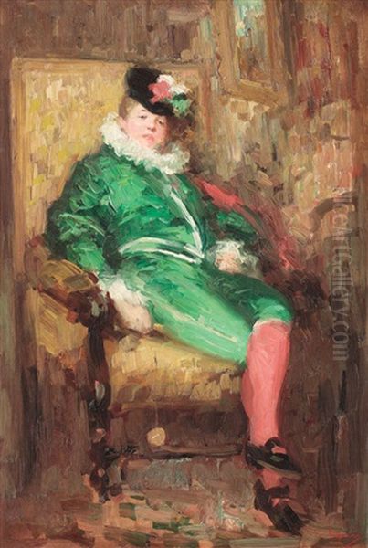 Green Ball Costume Oil Painting by Nicolae Grigorescu