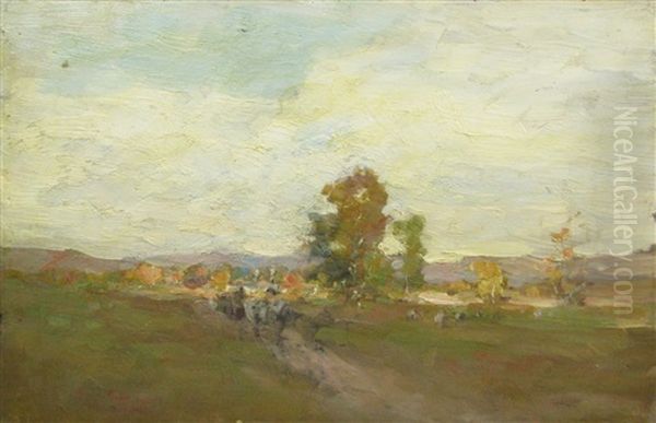 Cart With Oxen In Landscape Oil Painting by Nicolae Grigorescu