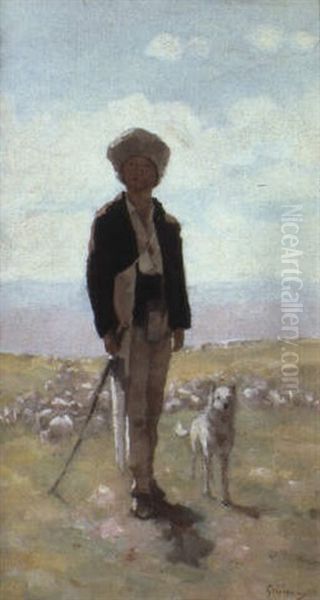 The Young Shepherd Oil Painting by Nicolae Grigorescu