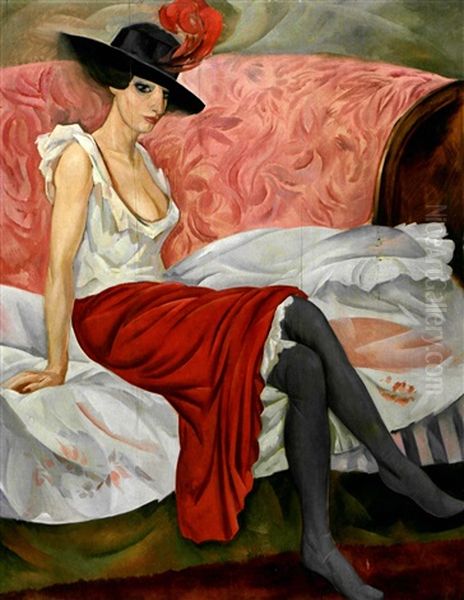 Portrait D'une Elegante Oil Painting by Boris Dmitrievich Grigoriev