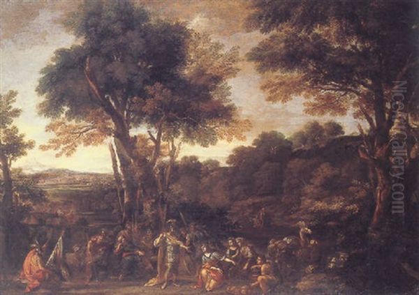 David Meeting Abigail Oil Painting by Giovanni Francesco Grimaldi