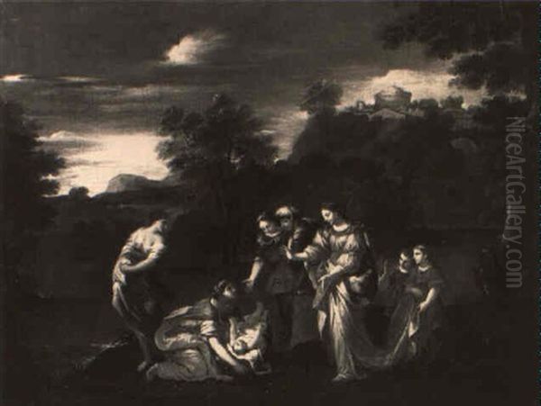 The Finding Of Moses Oil Painting by Giovanni Francesco Grimaldi
