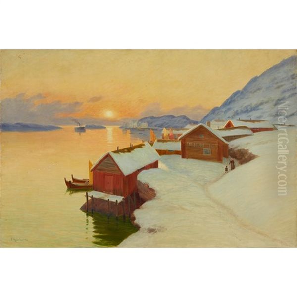 Winter Landscape Oil Painting by Johannes Martin Grimelund