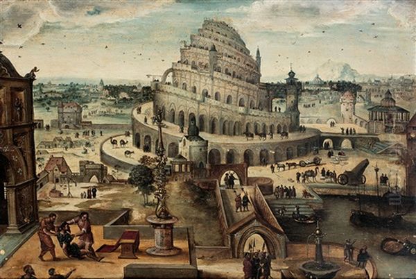 La Tour De Babel Oil Painting by Abel Grimmer
