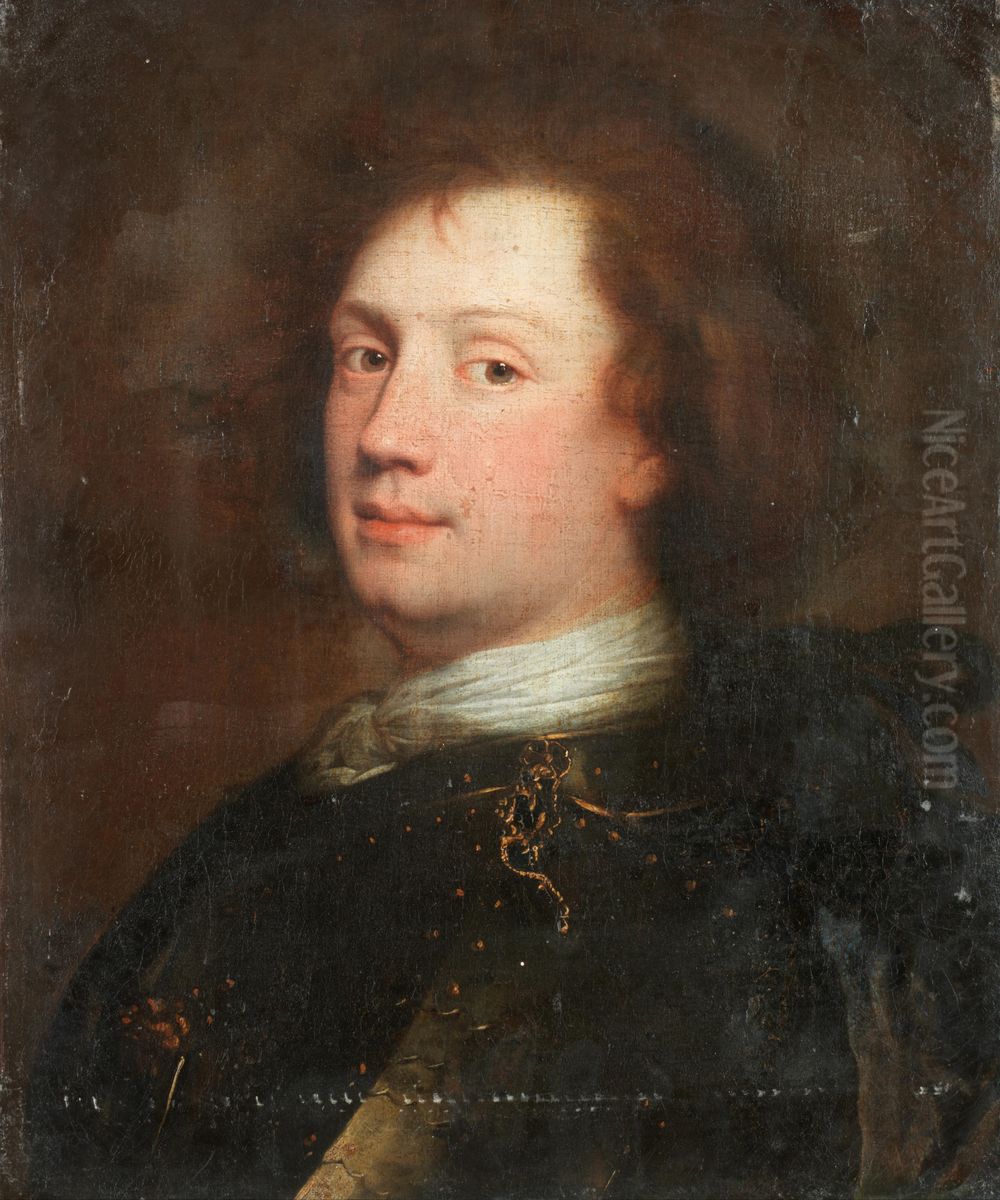 Portrait Of A Man, Bust-length, In A White Cravat And Armour Oil Painting by Alexis Grimou