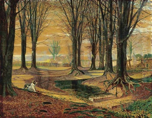 Beechwood Oil Painting by John Atkinson Grimshaw