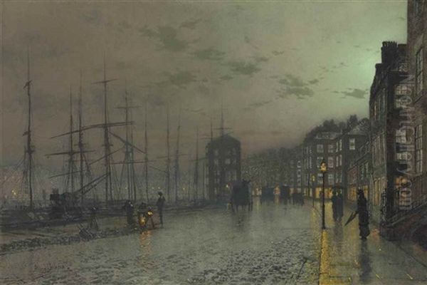 Clyde Shipping Oil Painting by John Atkinson Grimshaw