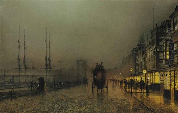 Saturday Night On The Clyde At Glasgow Oil Painting by John Atkinson Grimshaw
