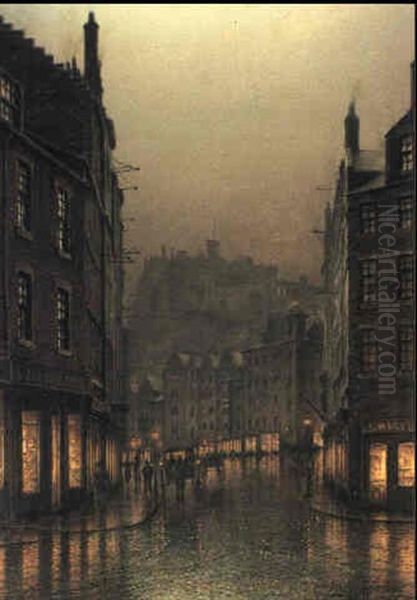 The Grass Market From The Royal Mile, Edinburgh Oil Painting by John Atkinson Grimshaw